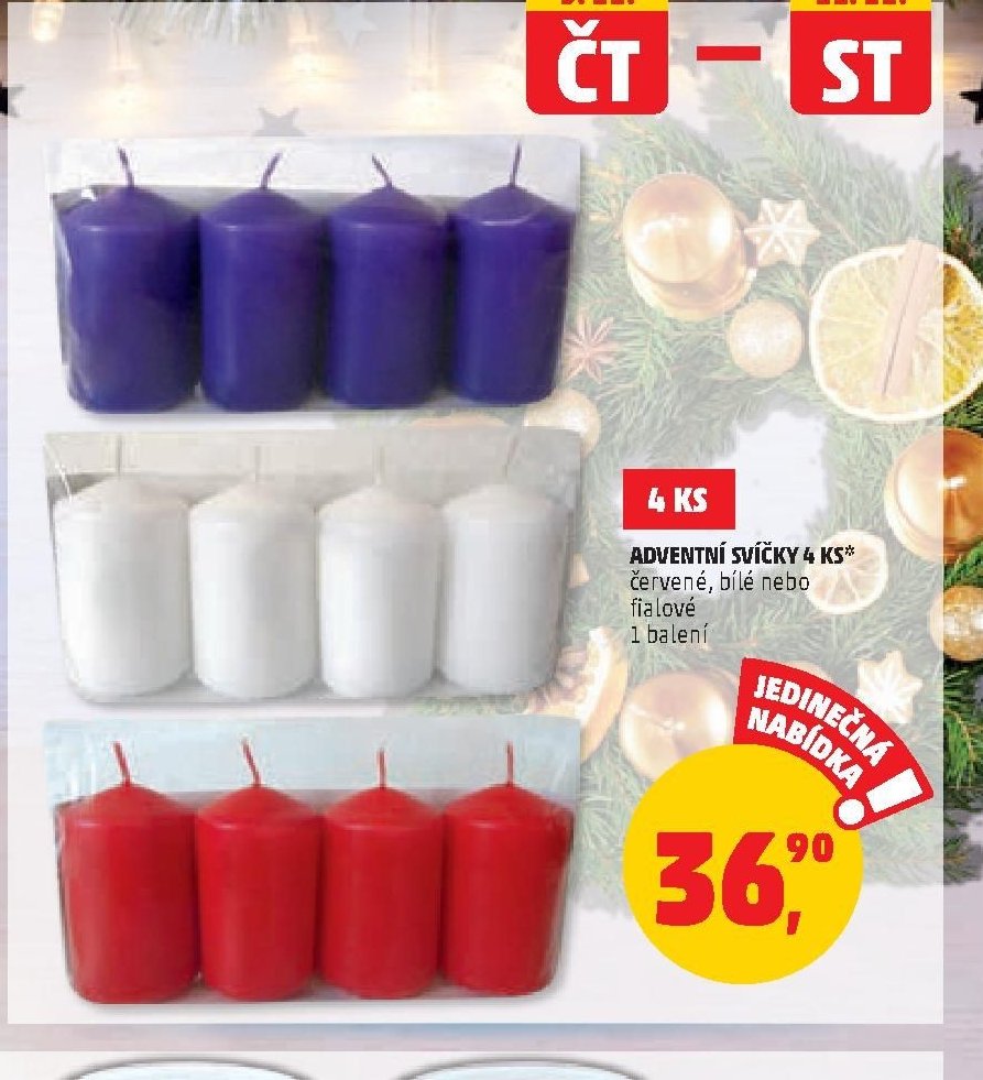 ADVENTNÍ SVÍČKY 4 KS