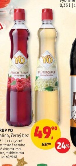 SIRUP YO malina, černý bez