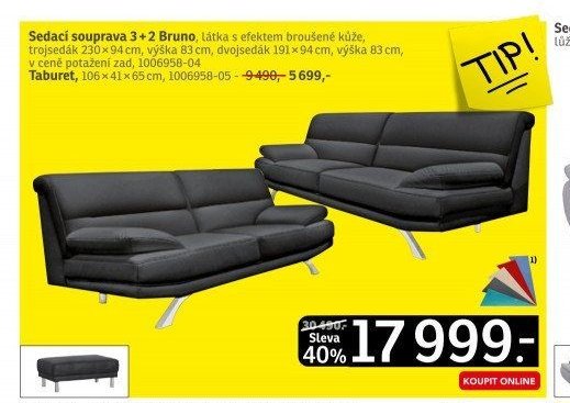Sedací souprava 3 + 2 Bruno - ASKO akcniletaky.com