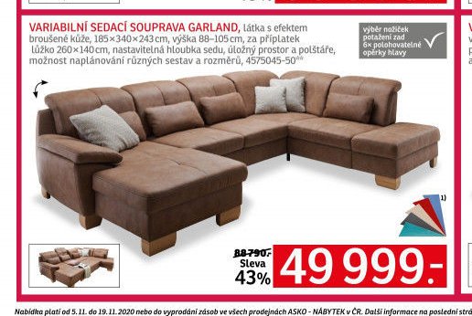 VARIABILNÍ SEDACÍ SOUPRAVA GARLAND - ASKO akcniletaky.com