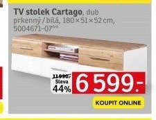 TV stolek Cartago, dub prkenný/bílá, 180x51x52 cm - ASKO akcniletaky.com