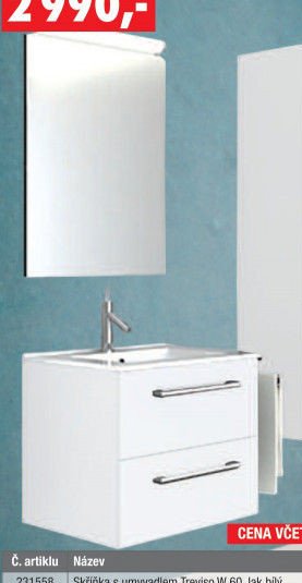 Skříňka s umyvadlem Treviso W 60, lak bílý - UNI HOBBY akcniletaky.com
