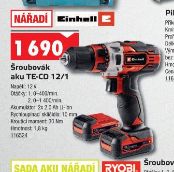 Šroubovák aku TE-CD 12/1 - UNI HOBBY akcniletaky.com
