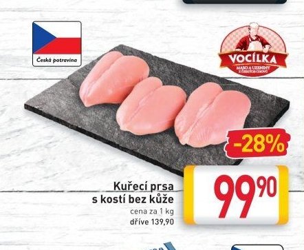 Kuřecí prsa s kostí bez kůže