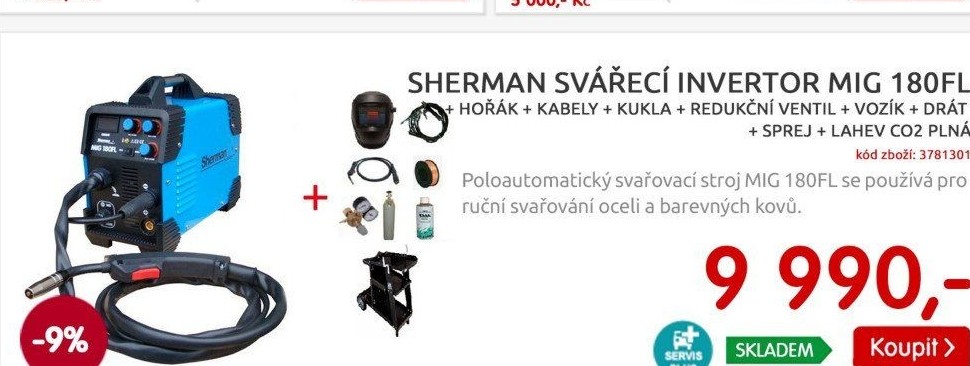 Svářecí invertor Sherman MIG 180 FL