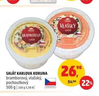 Salát Karlova Koruna bramborový, vlašský, pochoutkový