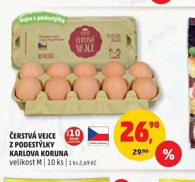 Čerstvá vejce z podestýlky Karlova Koruna 10 ks