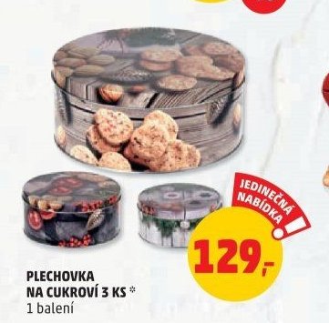 PLECHOVKA NA CUKROVÍ 3 KS