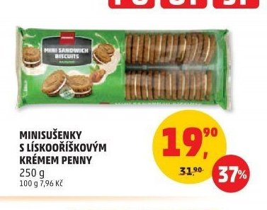 MINISUŠENKY S LÍSKOOŘÍŠKOVÝM KRÉMEM PENNY 250 g