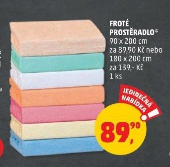 FROTÉ PROSTĚRADLO 90 x 200 cm / 180 x 200 cm