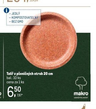 Talíř z pšeničných otrub 20 cm