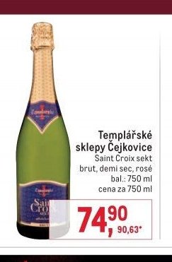 Templářské sklepy Čejkovice Saint Croix sekt
