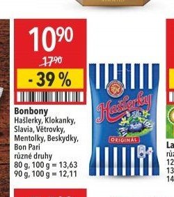 Bonbony Hašlerky, Klokanky, Slavia, Větrovky, Mentolky, Beskydy, Bon Pari