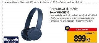 Bezdrátová sluchátka přes hlavu Sony WHCH510