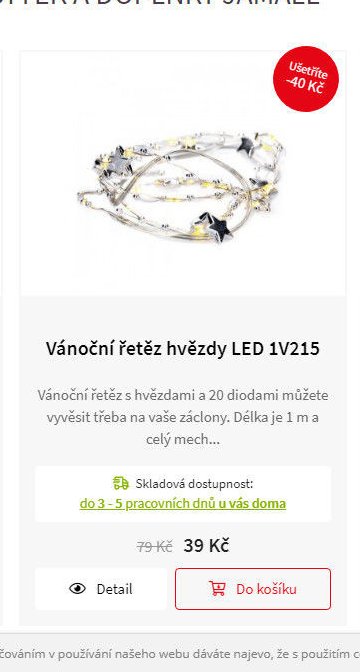 Vánoční řetěz hvězdy LED 1V215 - Jamall akcniletaky.com