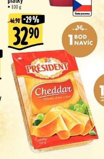Président Cheddar plátky
