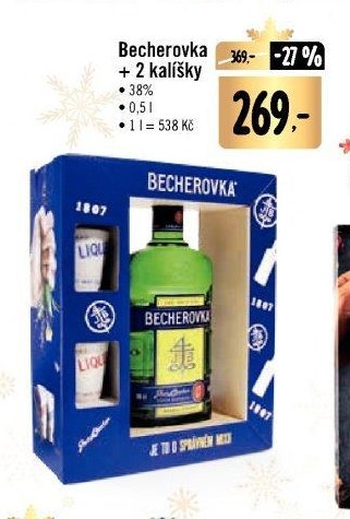 Becherovka + 2 kalíšky
