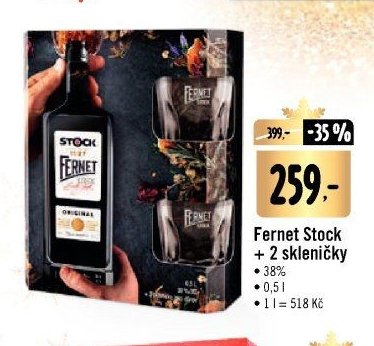 Fernet Stock + 2 skleničky