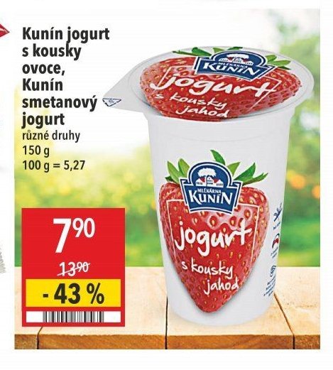 Kunín jogurt s kousky ovoce, Kunín smetanový jogurt