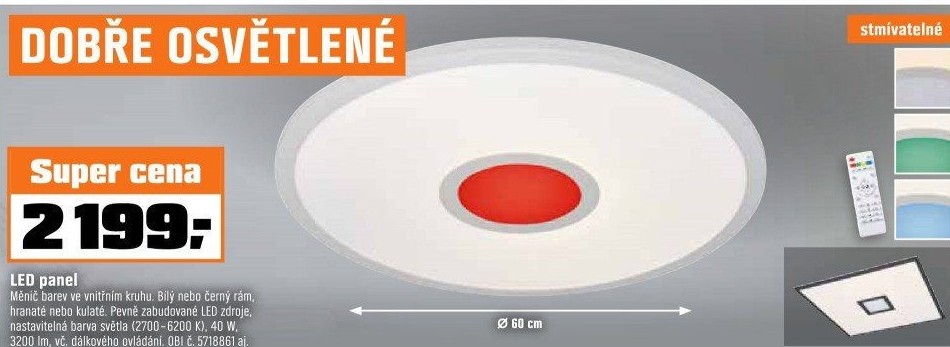 LED strop.svít.+RGB38W,3500- 3700 lm