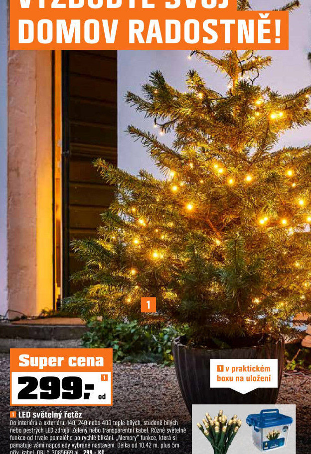 Osvětlení 120 LEDbílé teplé +ovládání