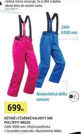 DĚTSKÉ LYŽAŘSKÉ KALHOTY 500 PULL'N'FIT WEDZE