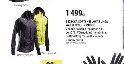 BĚŽECKÁ SOFTSHELLOVÁ BUNDA WARM REGUL KIPRUN