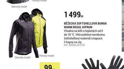 BĚŽECKÁ SOFTSHELLOVÁ BUNDA WARM REGUL KIPRUN