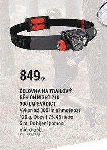 ČELOVKA NA TRAILOVÝ BĚH ONNIGHT 710 300 LM EVADICT
