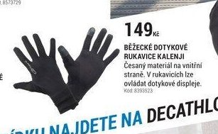 BĚŽECKÉ DOTYKOVÉ RUKAVICE KALENJI