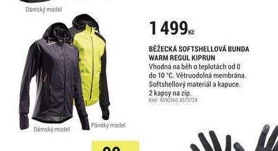 BĚŽECKÁ SOFTSHELLOVÁ BUNDA WARM REGUL KIPRUN