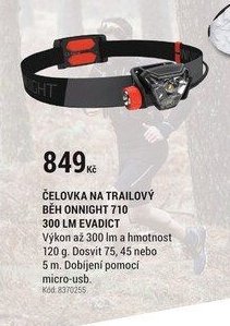 ČELOVKA NA TRAILOVÝ BĚH ONNIGHT 710 300 LM EVADICT