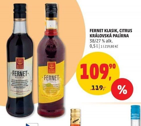 FERNET KLASIK, CITRUS KRÁLOVSKÁ PALÍRNA