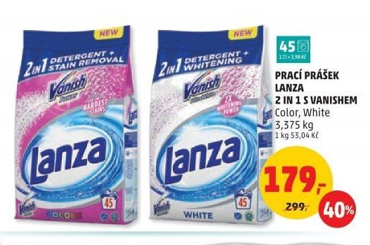 PRACÍ PRÁŠEK LANZA 2 IN 1 S VANISHEM