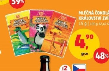 Mléčná čokoláda Království zvířat
