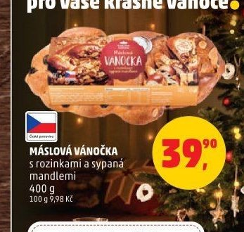 MÁSLOVÁ VÁNOČKA s rozinkami a sypaná mandlemi