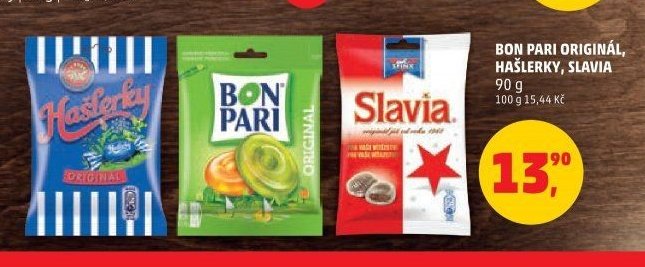 BON PARI ORIGINÁL, HAŠLERKY, SLAVIA