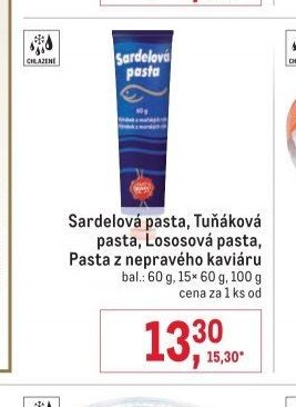 Sardelová pasta, Tuňáková pasta, Lososová pasta, Pasta z nepravého kaviáru