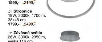 Stropnice 19W, 3000k, 2350lm, 38x45 cm - Sconto nábytek akcniletaky.com