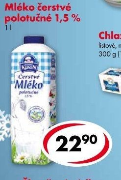 Mléko čerstvé polotučné 1,5 %