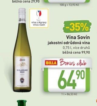 Vína Sovín jakostní odrůdová vína 0,75 l