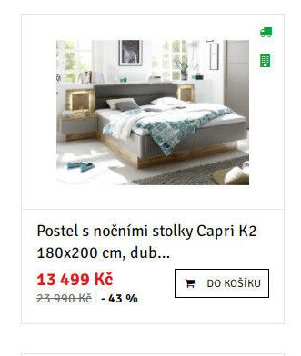 Postel s nočními stolky Capri K2 180x200 cm, dub... - ASKO akcniletaky.com