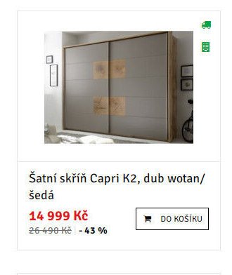 Šatní skříň Capri K2, dub wotan/šedá - ASKO akcniletaky.com