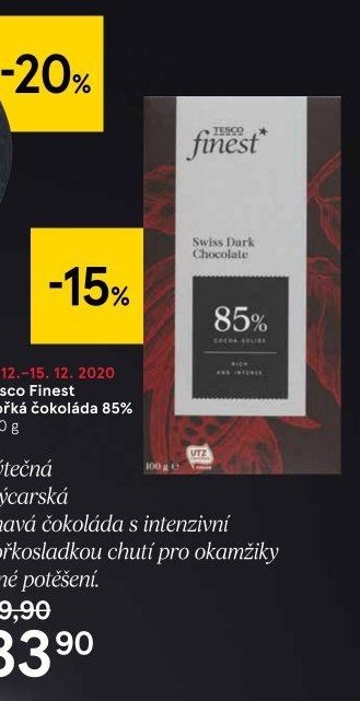 Tesco Finest Hořká čokoláda 85%