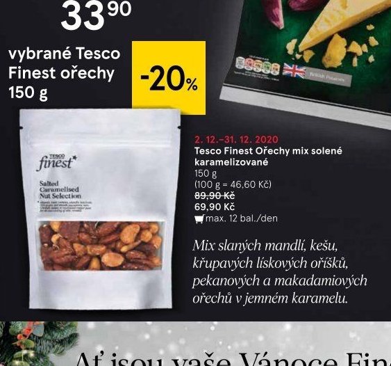 Tesco Finest Ořechy mix solené karamelizované
