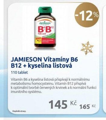 JAMIESON Vitamíny B6 B12 + kyselina listová