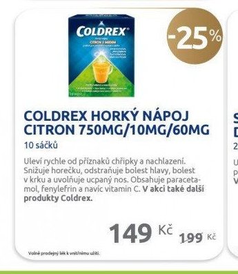 COLDREX HORKÝ NÁPOJ CITRON 750MG/10MG/60MG