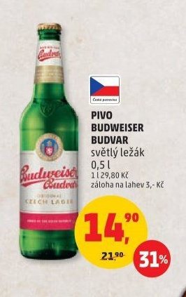 Pivo Budweiser Budvar světlý ležák 0,5 l