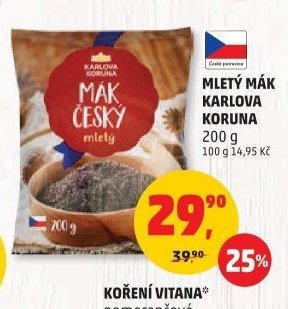 Mletý mák Karlova Koruna 200 g