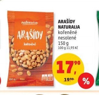 Arašídy Naturalia kořeněné, nesolené